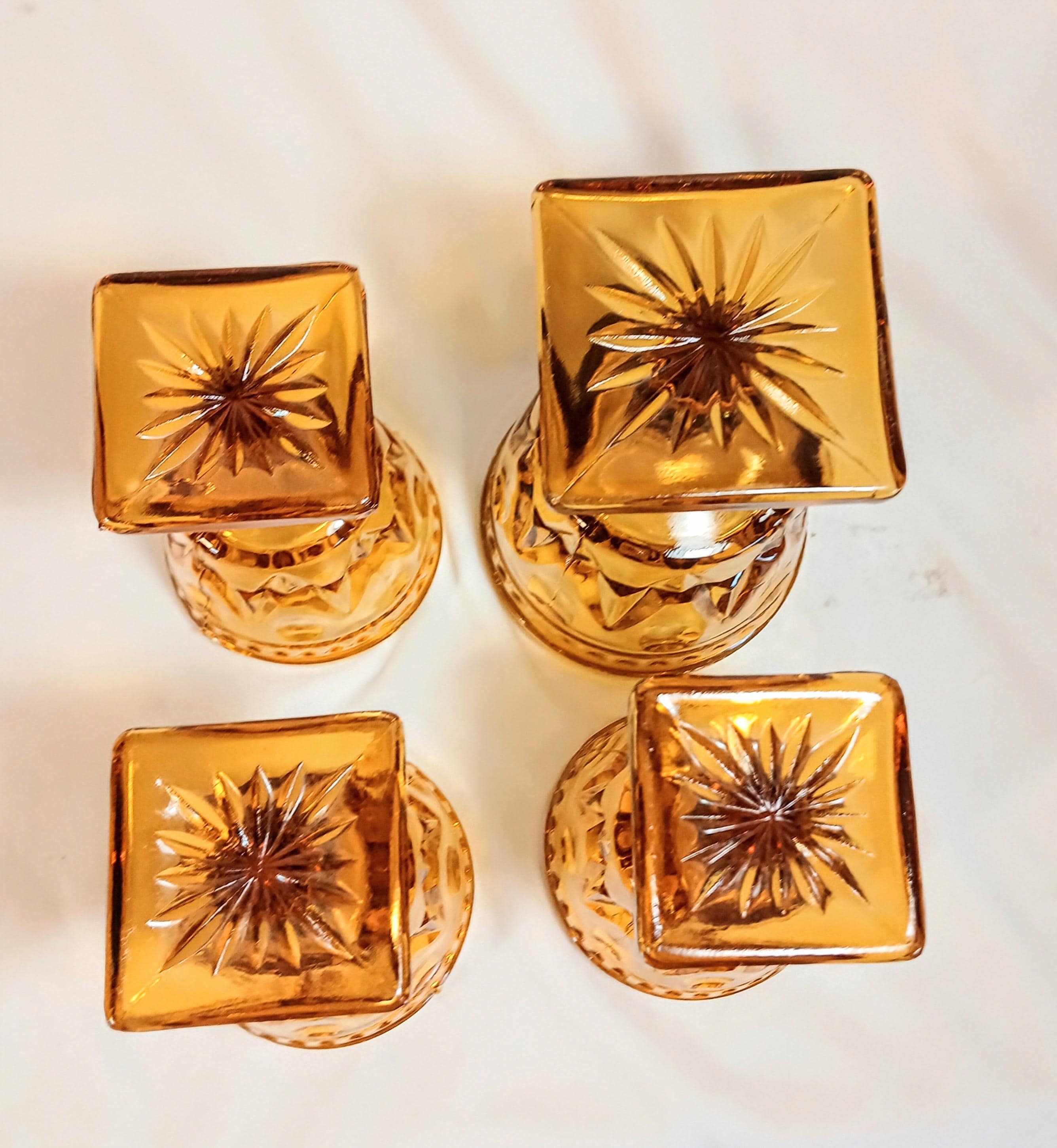 Indiana Glass Amber Wine Glasses - 1970s