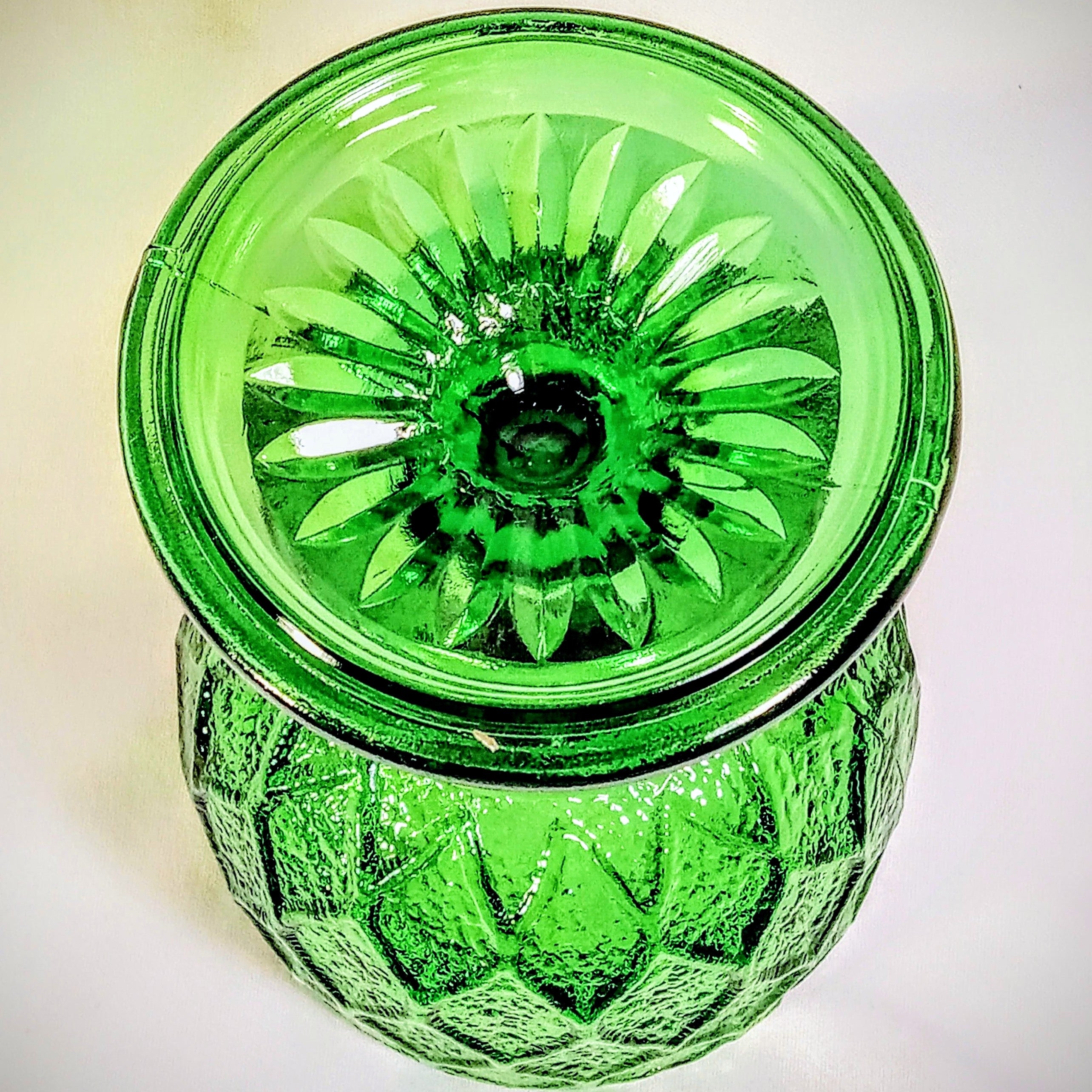 Vintage Green Indiana Glass Goblet - Oversize Wine Glass