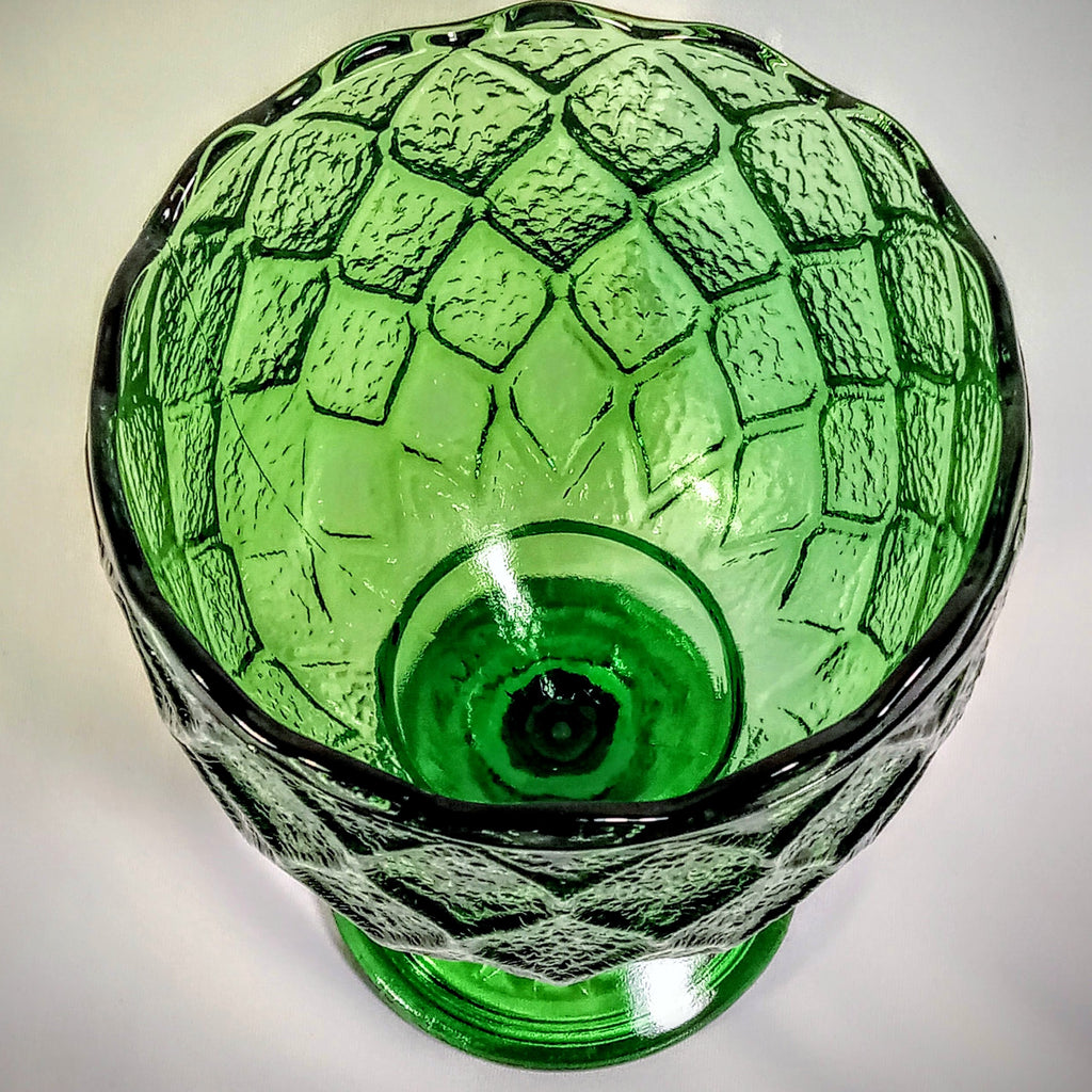 Vintage Green Indiana Glass Goblet - Oversize Wine Glass