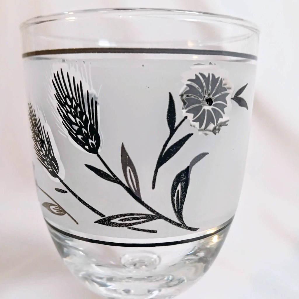 Vintage Libbey Wine Glasses - Silver Wheat Pattern
