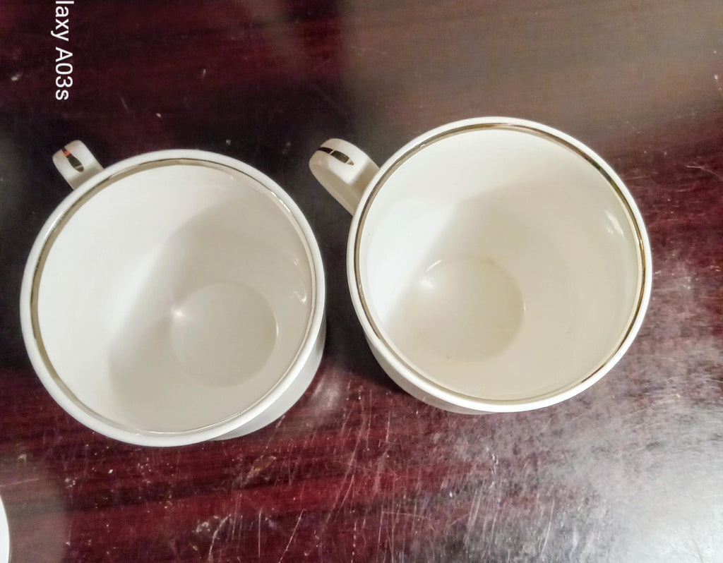 Vintage Tea Cups & Creamer - "Silver Elegance" - Salem, England