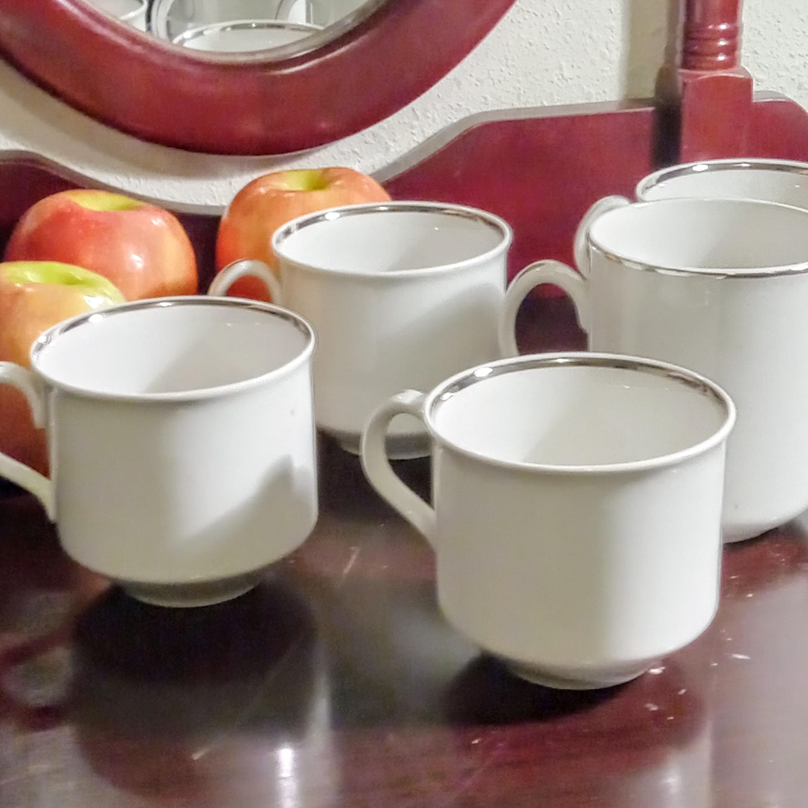 Vintage Tea Cups & Creamer - "Silver Elegance" - Salem, England