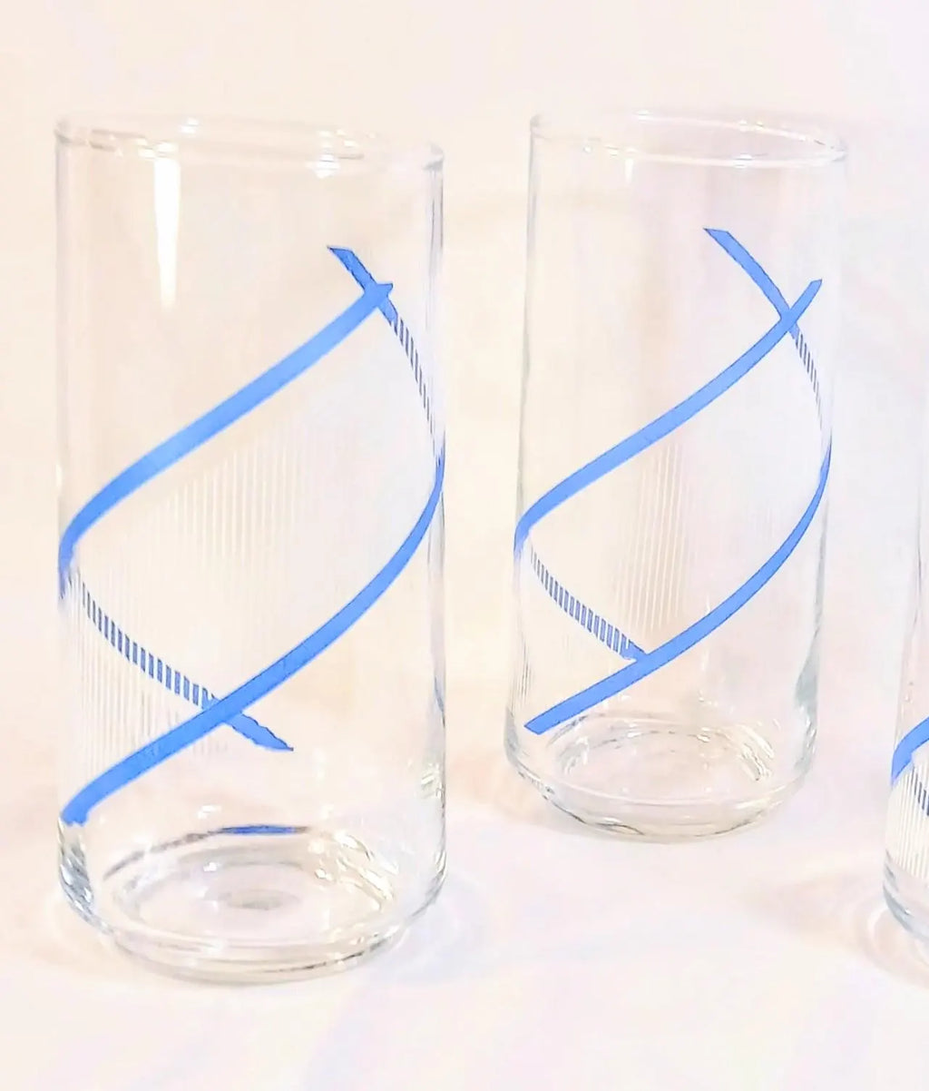 Crisa Blue Swirl Drinking Glasses - Set of Four - by Georges Briard