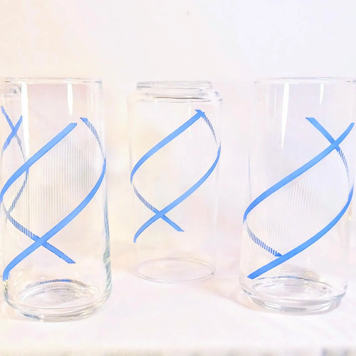 Crisa Blue Swirl Drinking Glasses - Set of Four - by Georges Briard