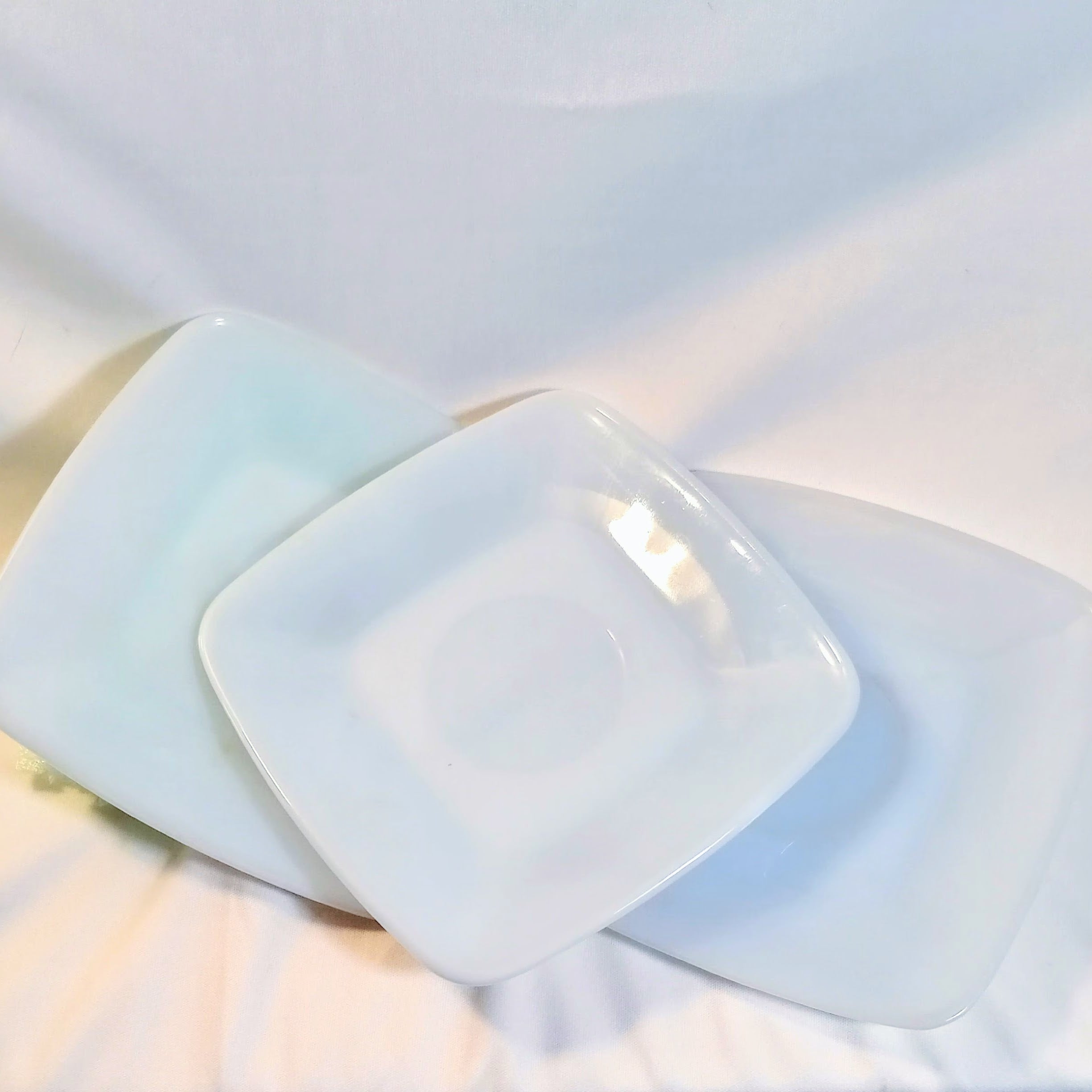 Anchor Hocking Fire-King Saucers – Delphite Blue Milk Glass