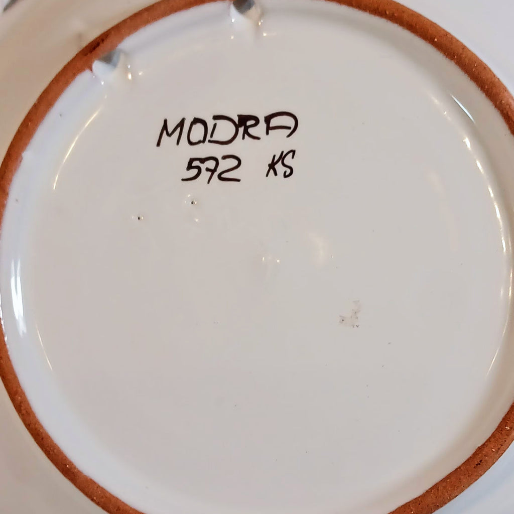 Hand-Painted Open Lattice Plate – 10.5" Slovakian Folk Art Pottery